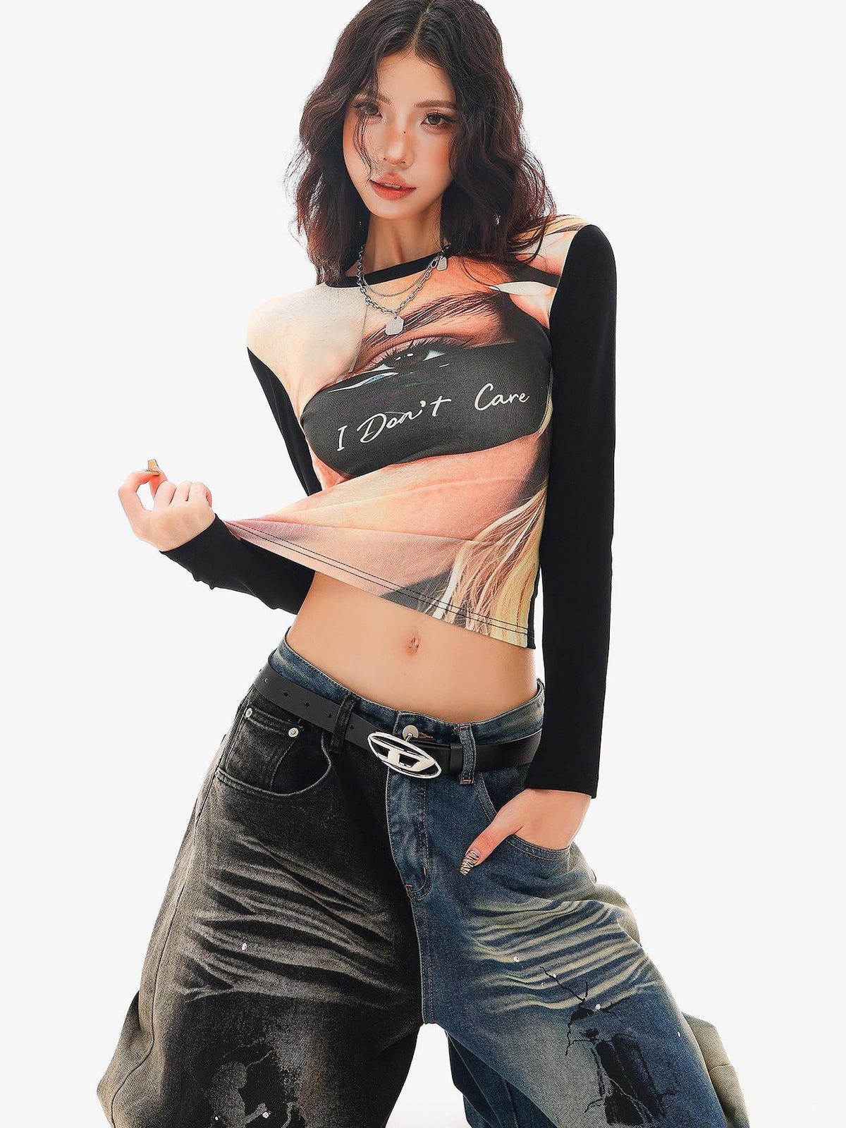 QIUQIU STUDIO Graffiti Splash Print Loose Fit Women&
