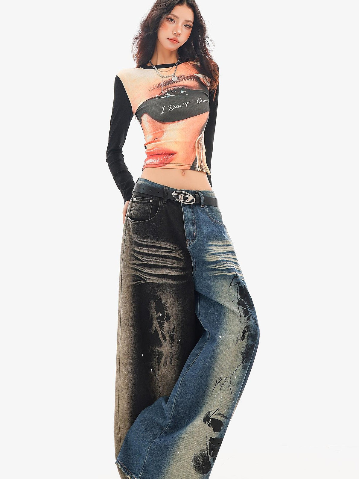QIUQIU STUDIO Graffiti Splash Print Loose Fit Women&