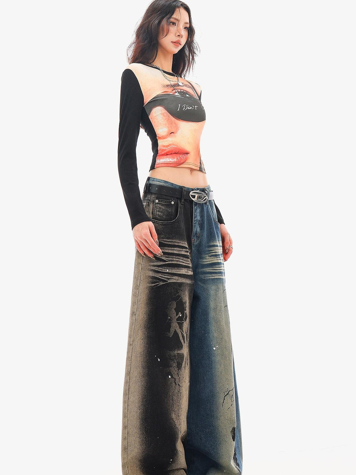 QIUQIU STUDIO Graffiti Splash Print Loose Fit Women&