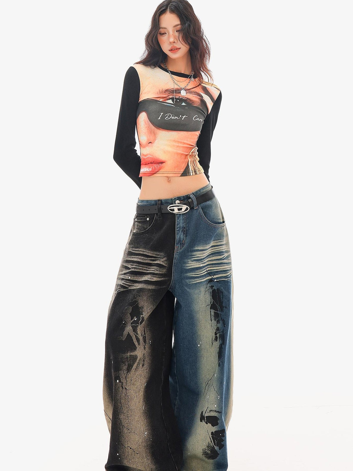 QIUQIU STUDIO Graffiti Splash Print Loose Fit Women&
