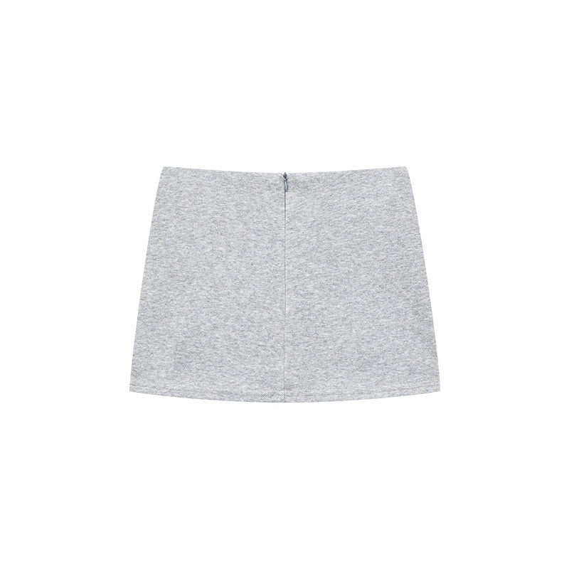 QIUQIU_STUDIO_Gray_A_Line_Slim_Hip_Hugging_Mid_Waist_Women&