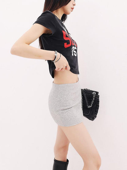 QIUQIU STUDIO Gray A Line Slim Hip Hugging Mid Waist Women&