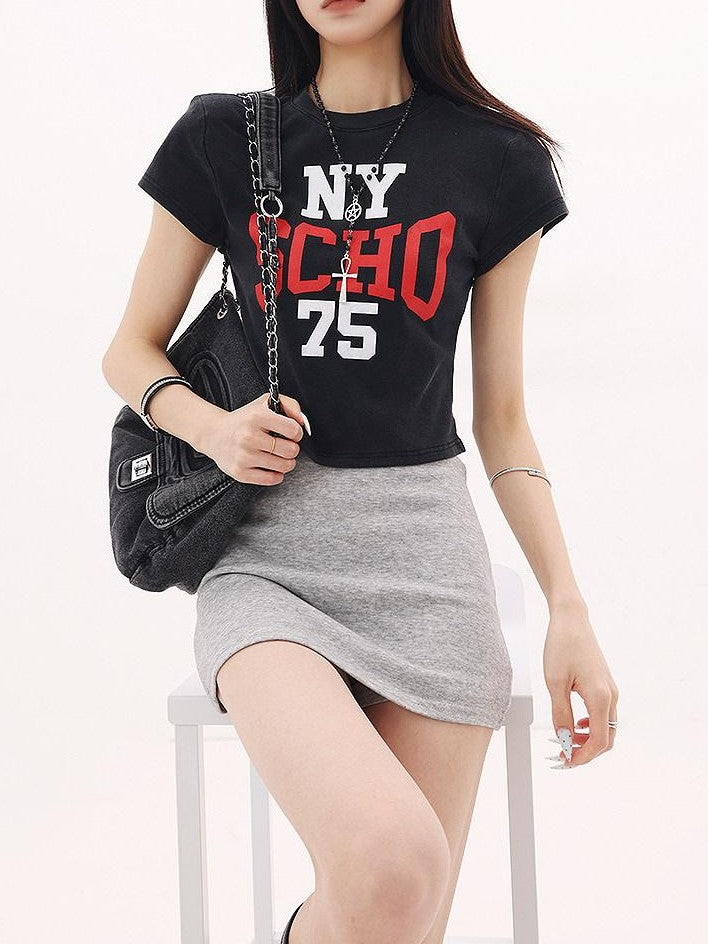QIUQIU STUDIO Gray A Line Slim Hip Hugging Mid Waist Women&