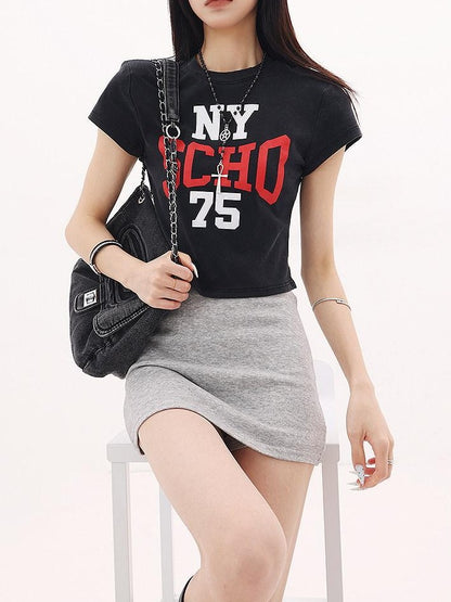 QIUQIU STUDIO Gray A Line Slim Hip Hugging Mid Waist Women&