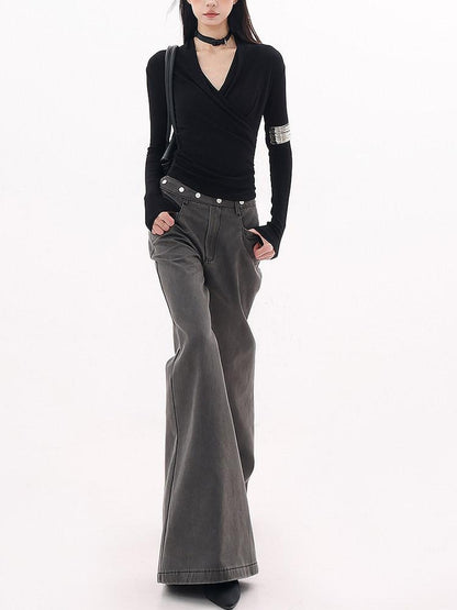 QIUQIU STUDIO Gray Extra Long Tall Natural Waist Relaxed Women&