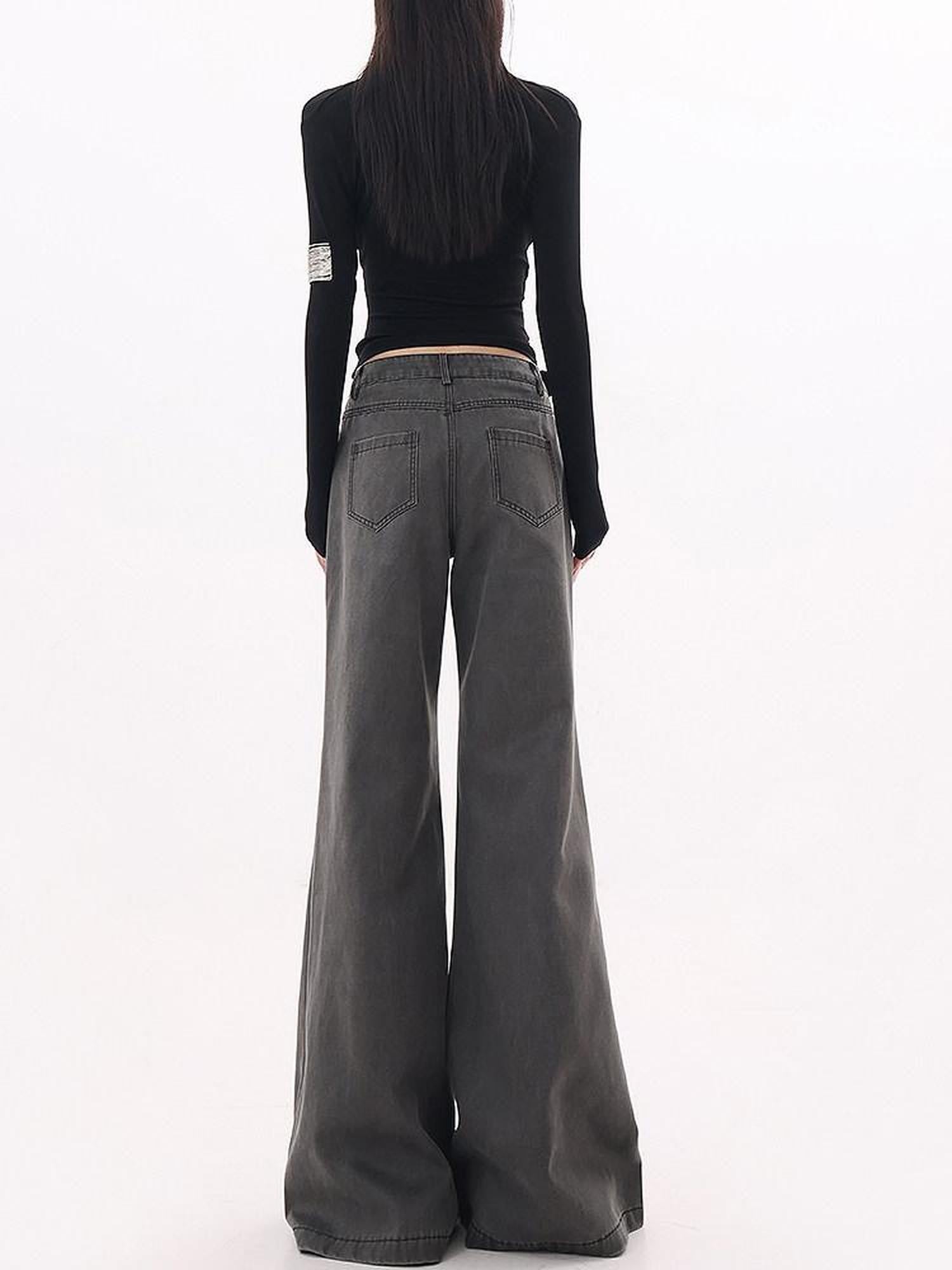 QIUQIU STUDIO Gray Extra Long Tall Natural Waist Relaxed Women&