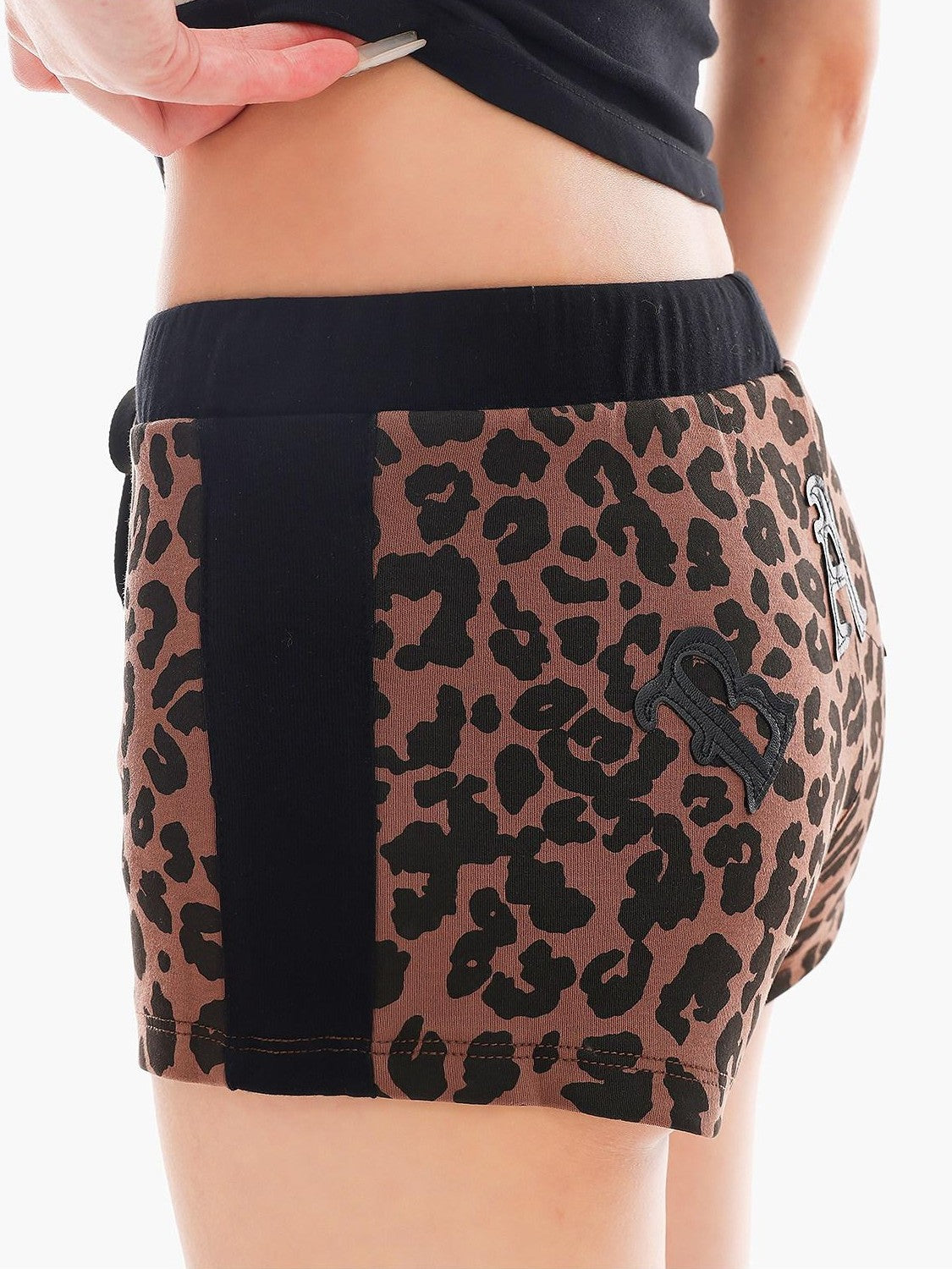 QIUQIU STUDIO Gray Leopard Print Tie Waist Elastic Hip Hugging Women&