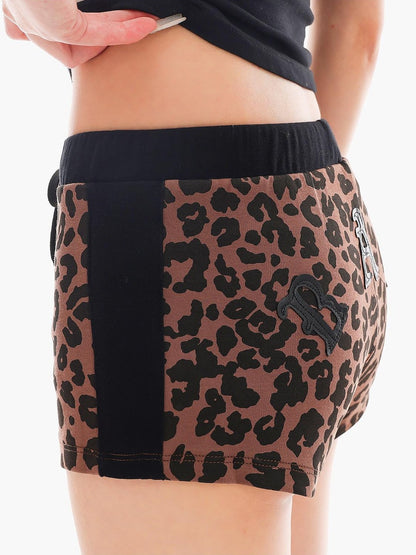 QIUQIU STUDIO Gray Leopard Print Tie Waist Elastic Hip Hugging Women&