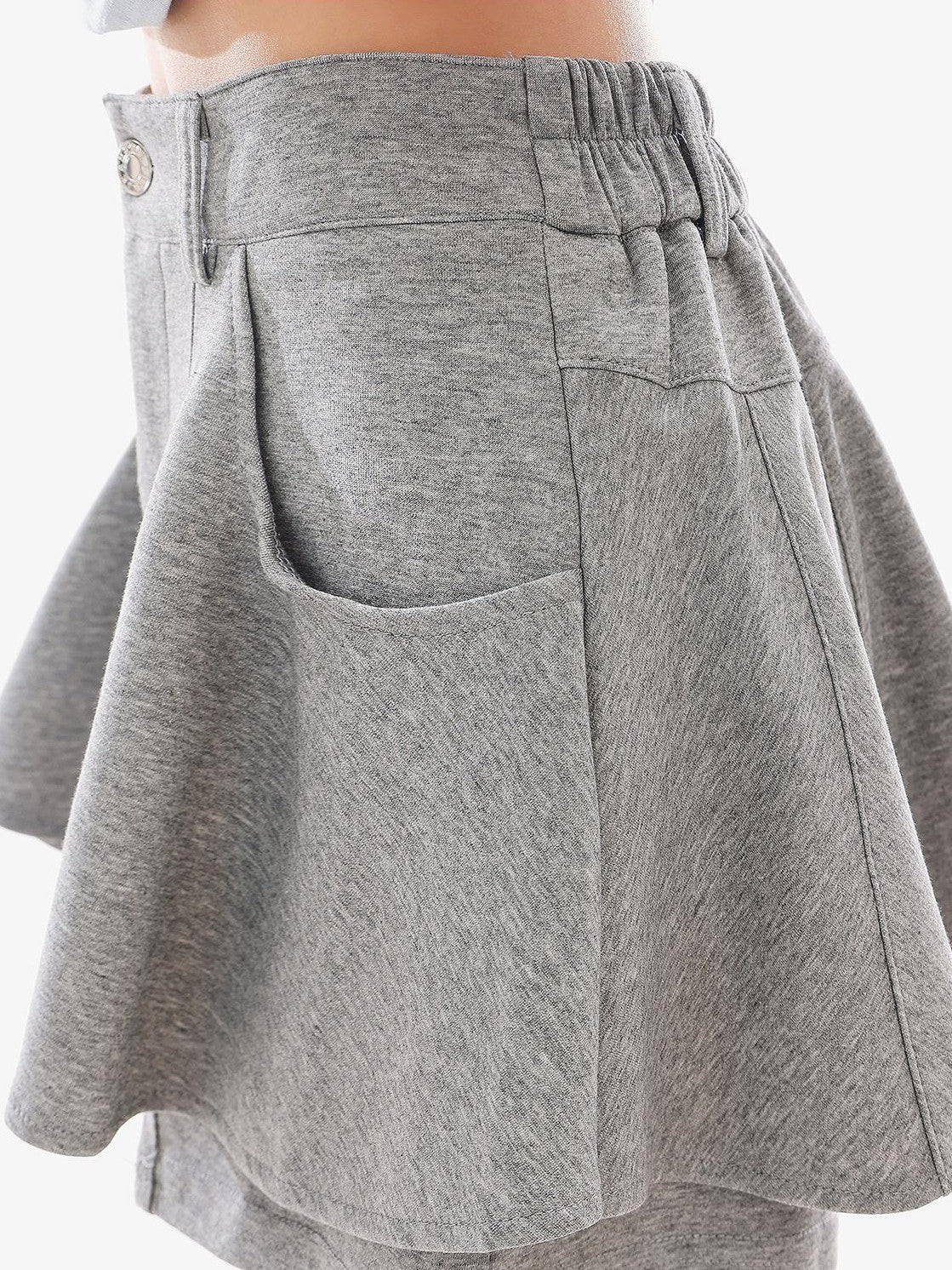 QIUQIU STUDIO Gray Loose Ruffle Layered A Line Women&