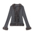 QIUQIU_STUDIO_Gray_Plush_V-neck_Cardigan_Slim_Fit_Bell_Sleeve_Women&