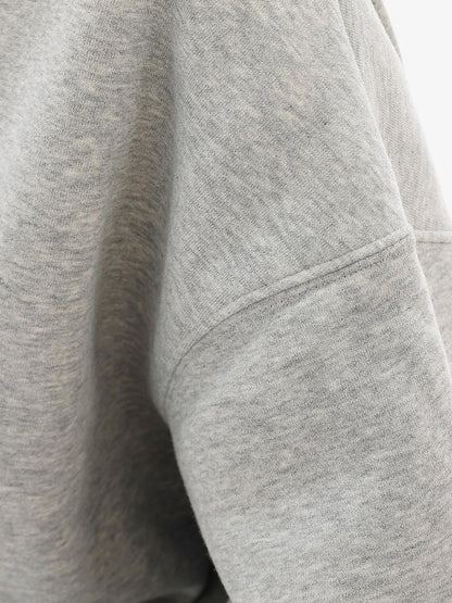 QIUQIU STUDIO Gray Print Loose Fit Fleece Lined American Style Women&