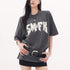 QIUQIU_STUDIO_Gray_White_Black_Letter_Print_Drop_Shoulder_Women&