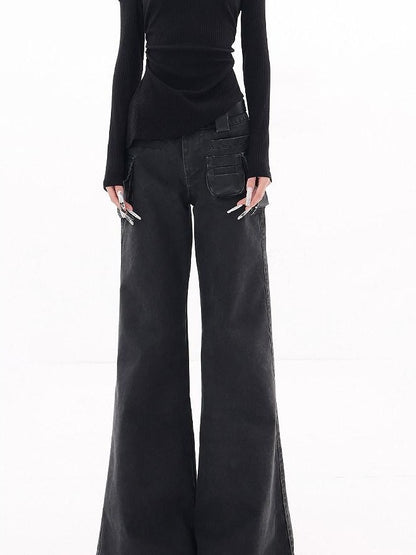 QIUQIU STUDIO High Rise Extra Long Workwear Cargo Pockets Women&
