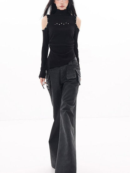QIUQIU STUDIO High Rise Extra Long Workwear Cargo Pockets Women&