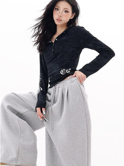 QIUQIU STUDIO Hooded Letter Print Slim Fit Cinched Waist Women&