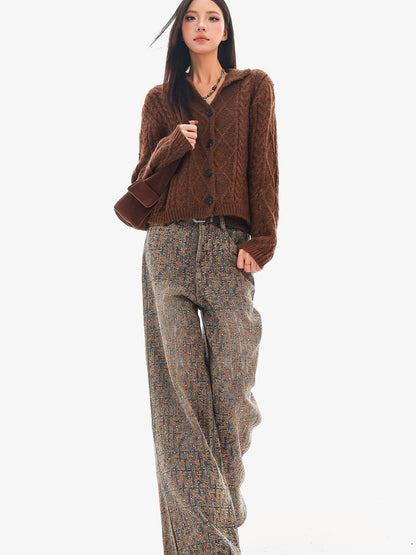 QIUQIU STUDIO Jacquard Rhinestone Natural Waist Women&