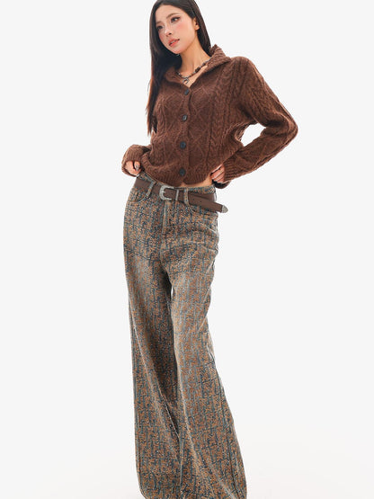 QIUQIU STUDIO Jacquard Rhinestone Natural Waist Women&