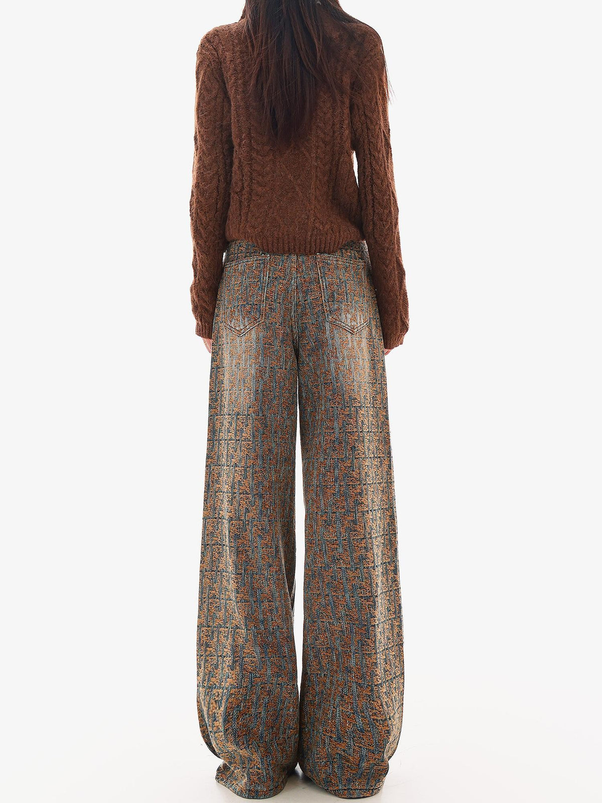 QIUQIU STUDIO Jacquard Rhinestone Natural Waist Women&