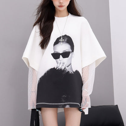 QIUQIU_STUDIO_Lace_Patchwork_Printed_Round_Neck_Long_Sleeve_Women&