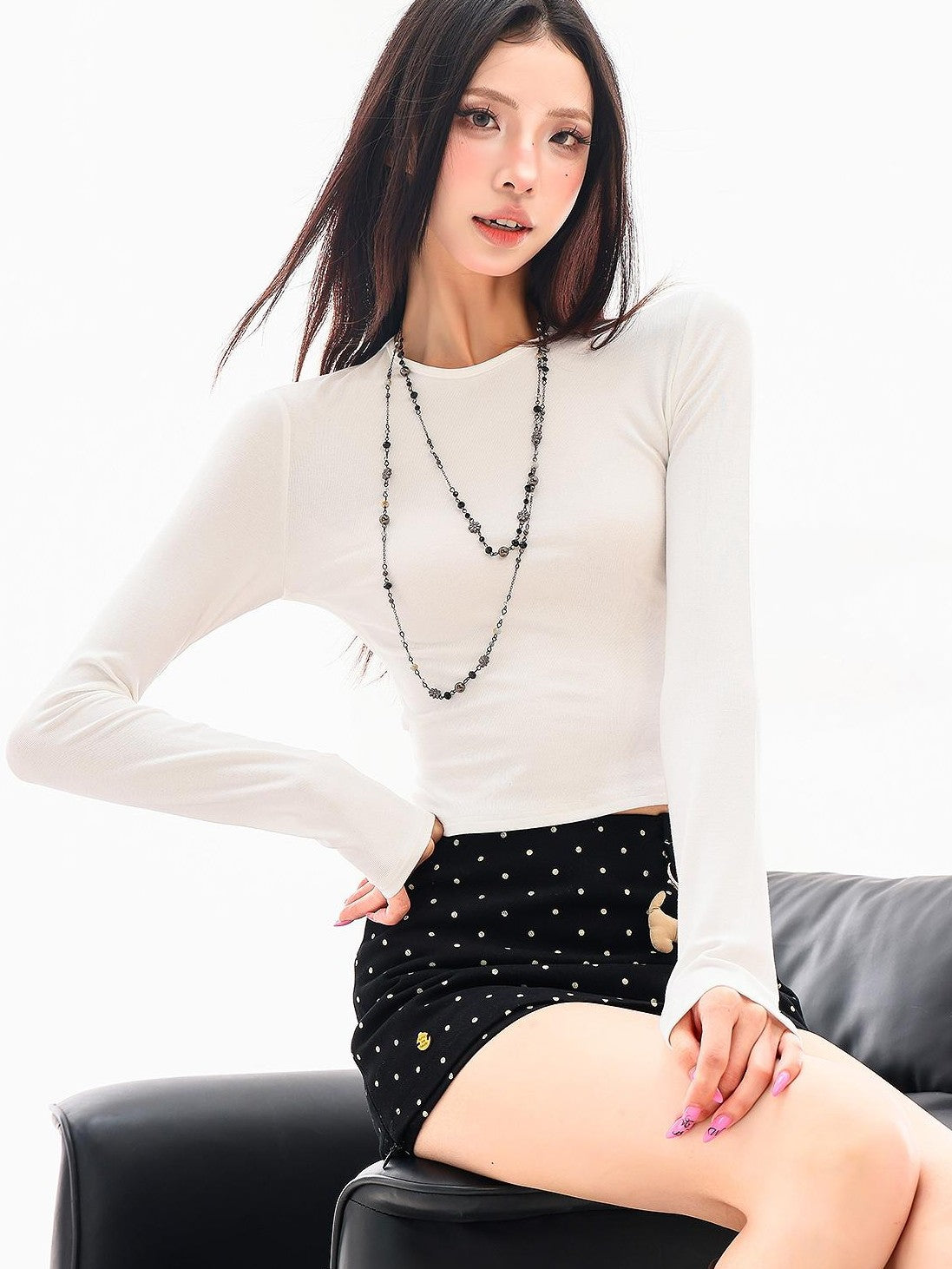 QIUQIU STUDIO Lace Up Open Back Halter Slim Fit Crop Women&