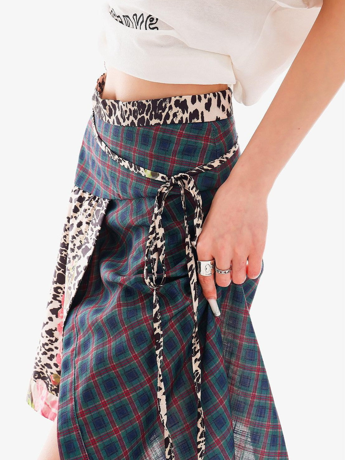 QIUQIU STUDIO Leopard Irregular Colorblock Patchwork Women&