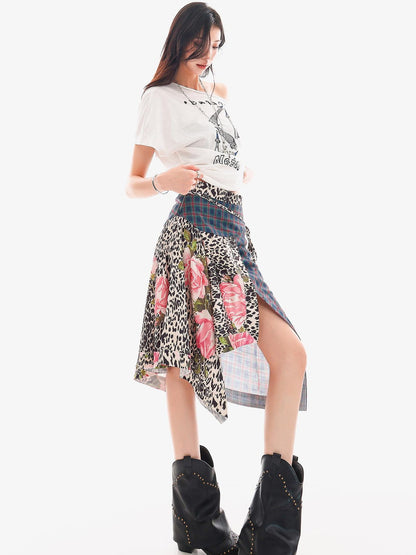 QIUQIU STUDIO Leopard Irregular Colorblock Patchwork Women&
