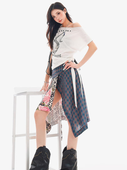 QIUQIU STUDIO Leopard Irregular Colorblock Patchwork Women&