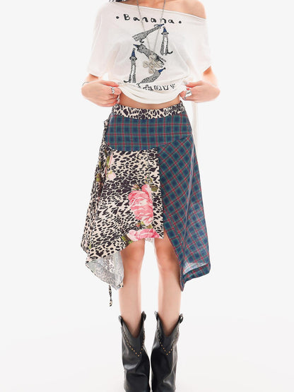 QIUQIU STUDIO Leopard Irregular Colorblock Patchwork Women&