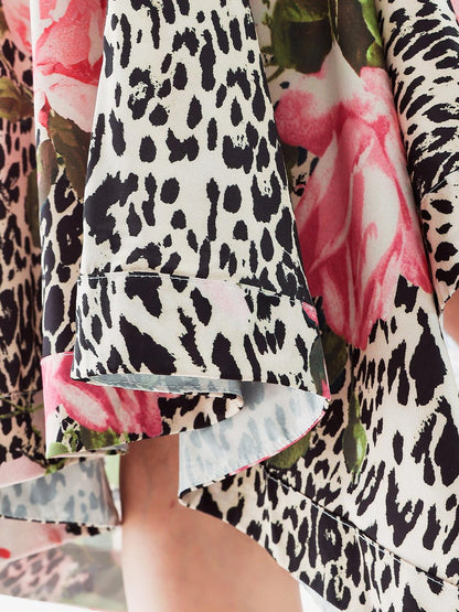 QIUQIU STUDIO Leopard Irregular Colorblock Patchwork Women&