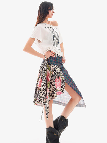 QIUQIU STUDIO Leopard Irregular Colorblock Patchwork Women&