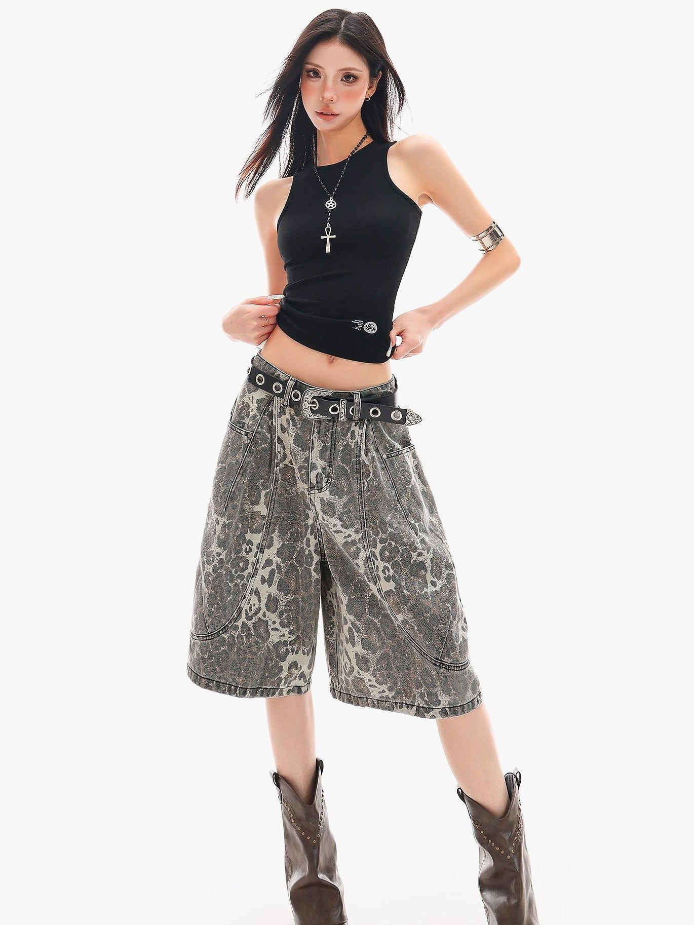 QIUQIU STUDIO Leopard Patchwork Pocketed Women&