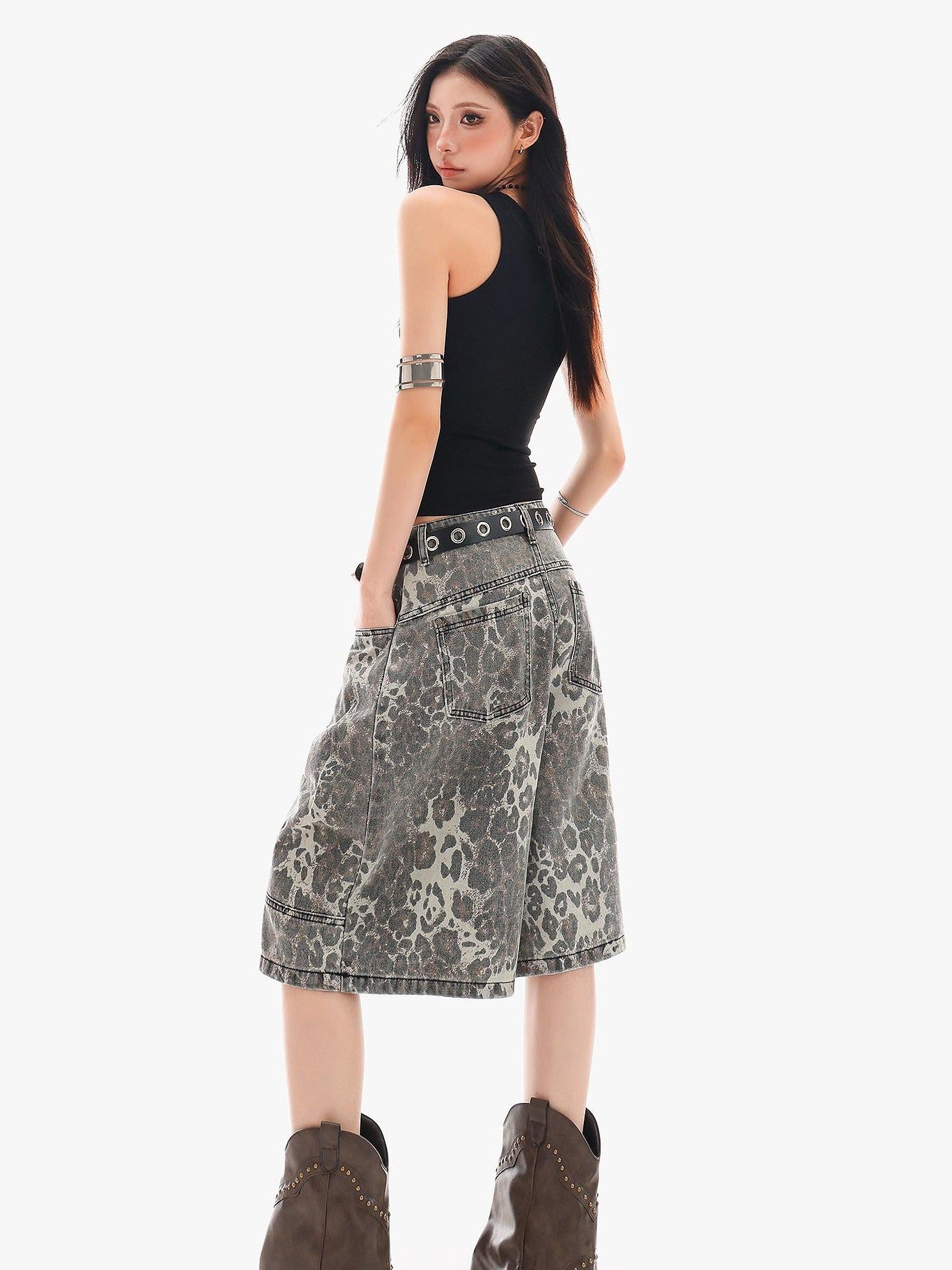 QIUQIU STUDIO Leopard Patchwork Pocketed Women&