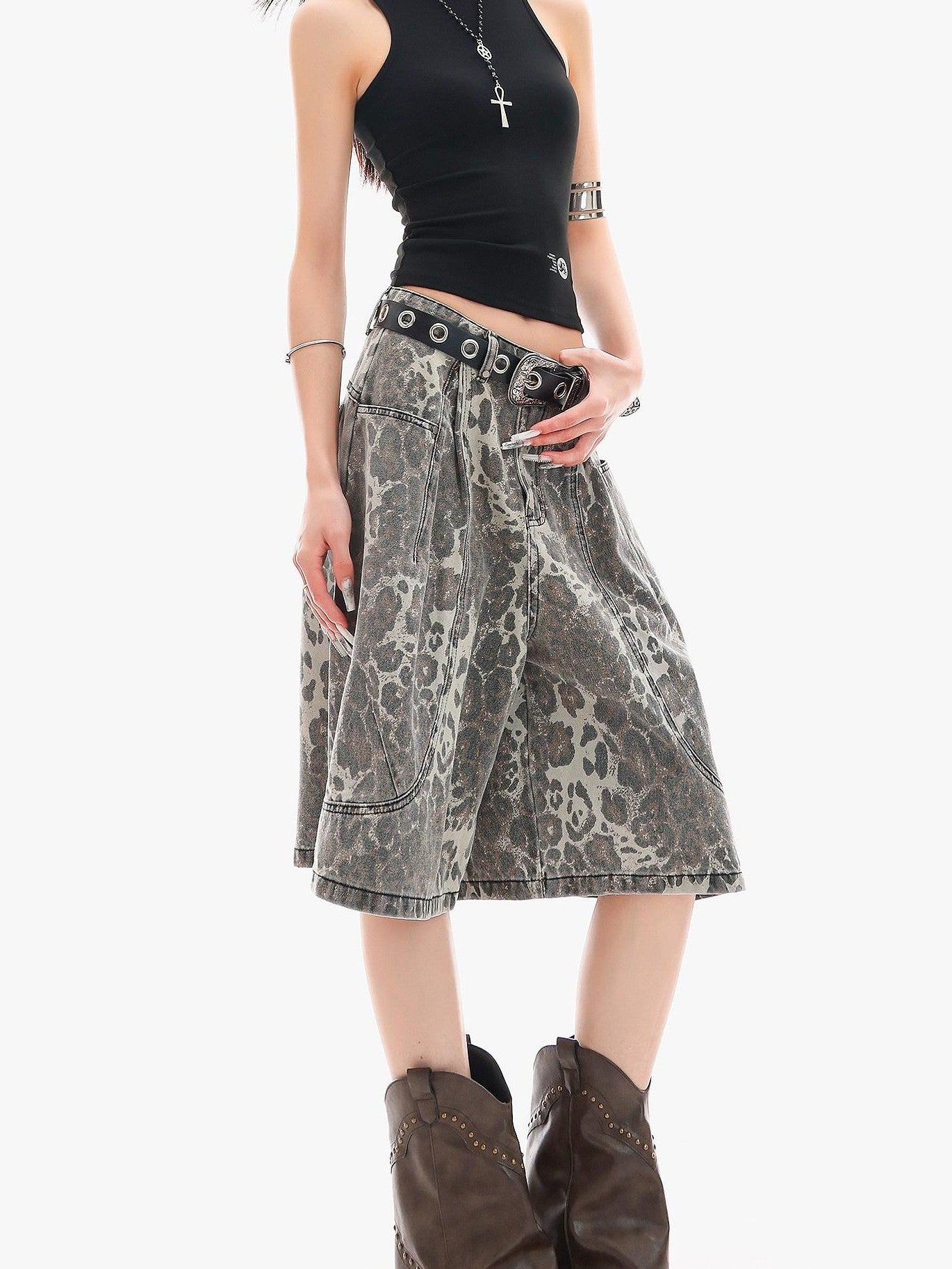 QIUQIU STUDIO Leopard Patchwork Pocketed Women&