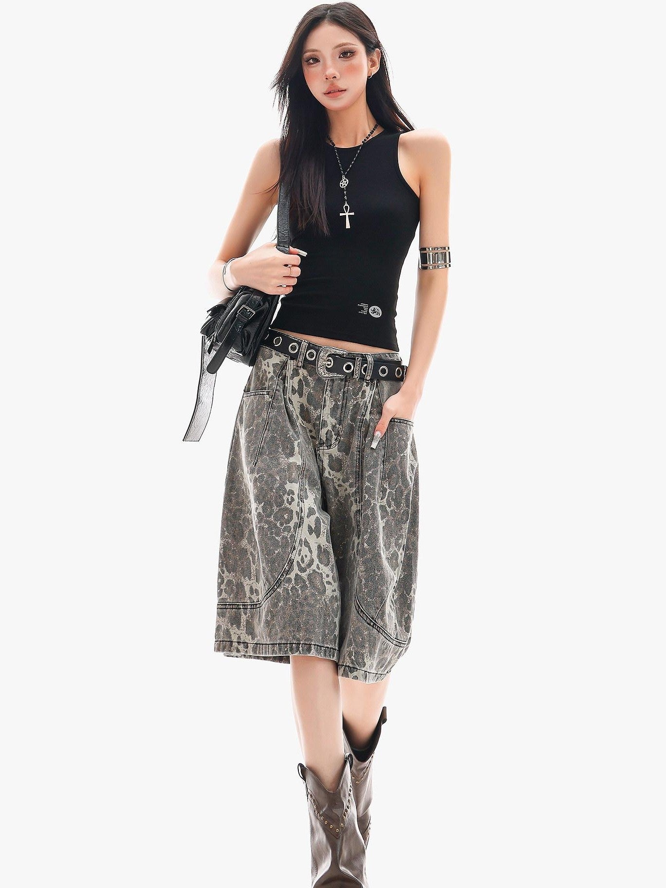 QIUQIU STUDIO Leopard Patchwork Pocketed Women&