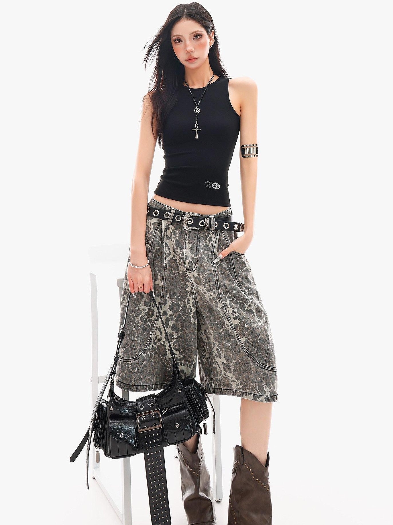 QIUQIU STUDIO Leopard Patchwork Pocketed Women&