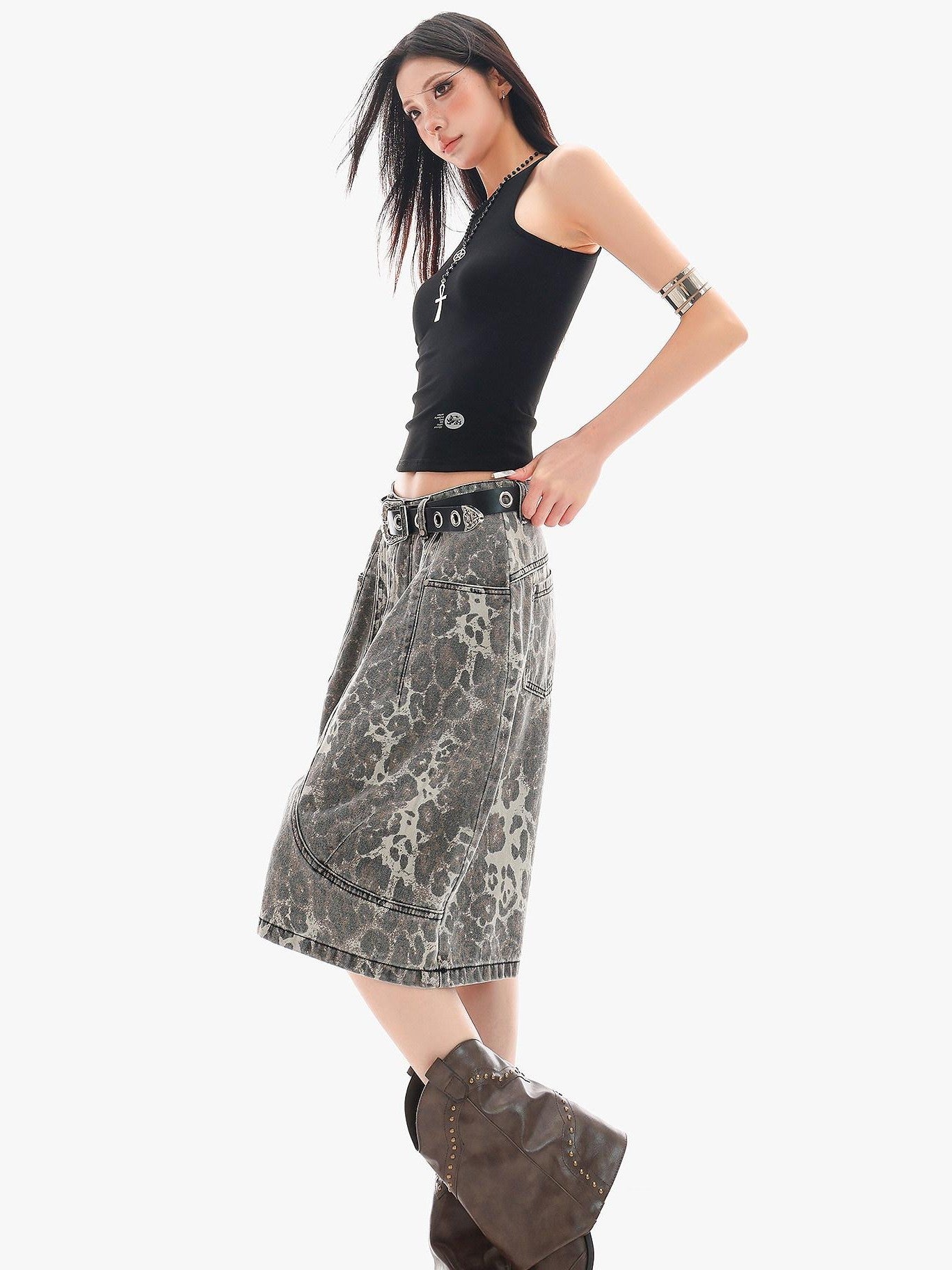 QIUQIU STUDIO Leopard Patchwork Pocketed Women&