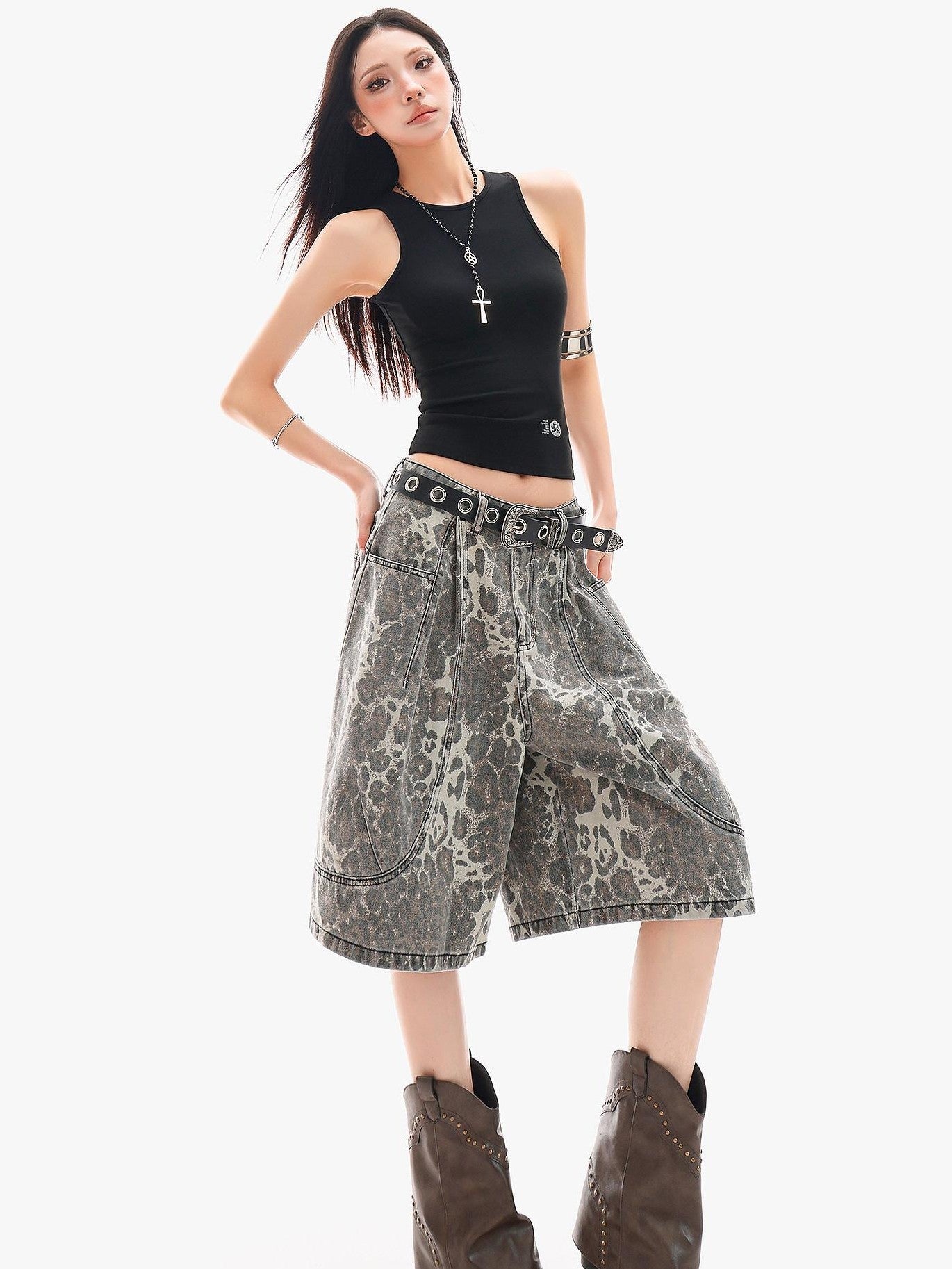 QIUQIU STUDIO Leopard Patchwork Pocketed Women&