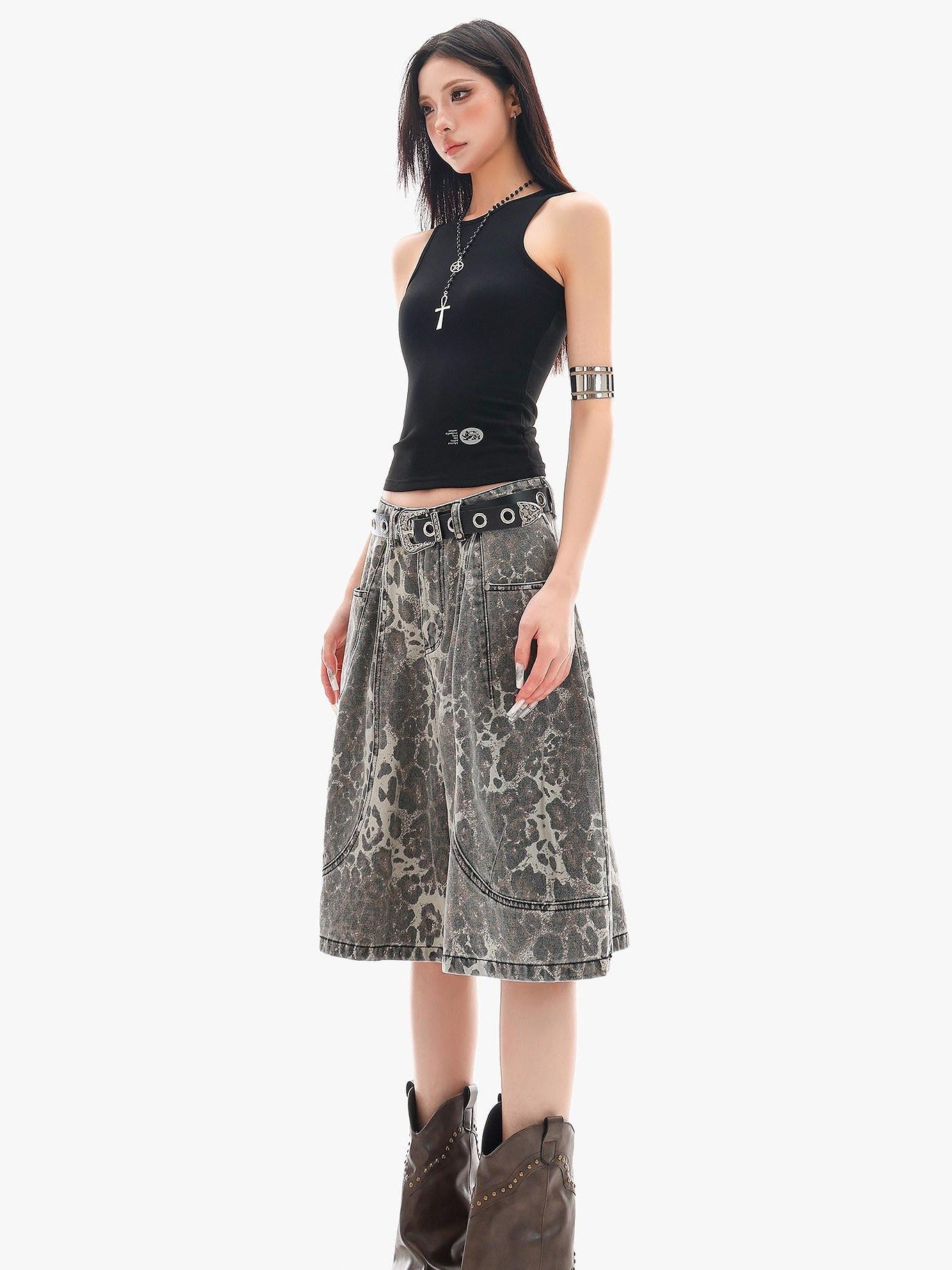 QIUQIU STUDIO Leopard Patchwork Pocketed Women&