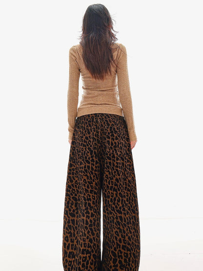 QIUQIU STUDIO Leopard Print Distressed American Retro Women&