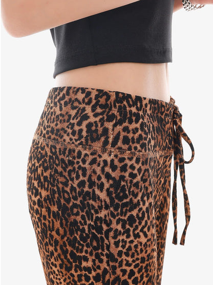 QIUQIU STUDIO Leopard Print Drawstring Slim Vintage Women&