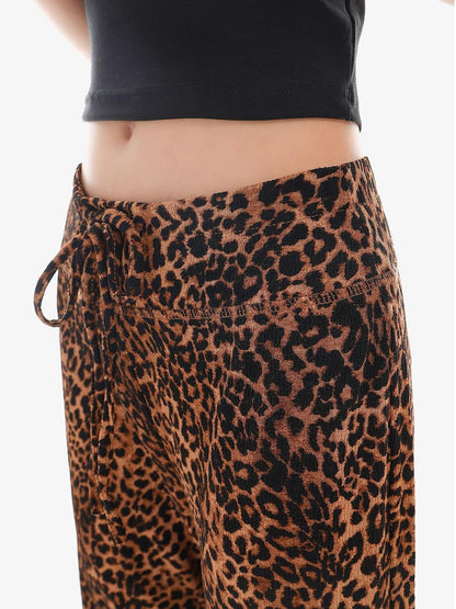 QIUQIU STUDIO Leopard Print Drawstring Slim Vintage Women&