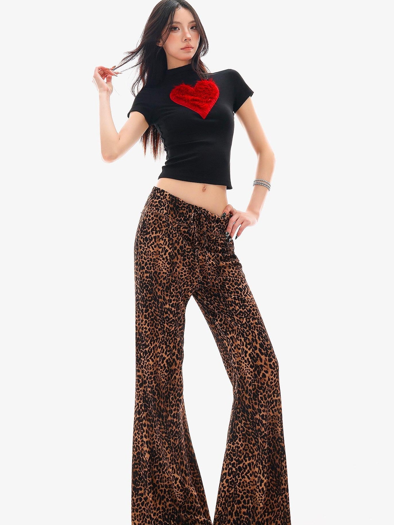 QIUQIU STUDIO Leopard Print Drawstring Slim Vintage Women&