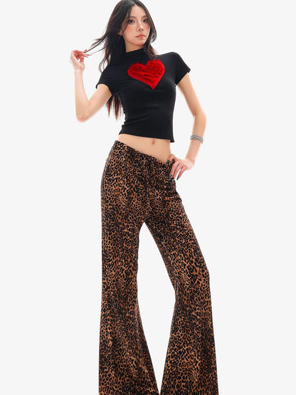 QIUQIU STUDIO Leopard Print Drawstring Slim Vintage Women&
