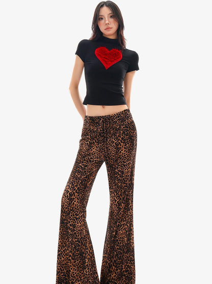 QIUQIU STUDIO Leopard Print Drawstring Slim Vintage Women&