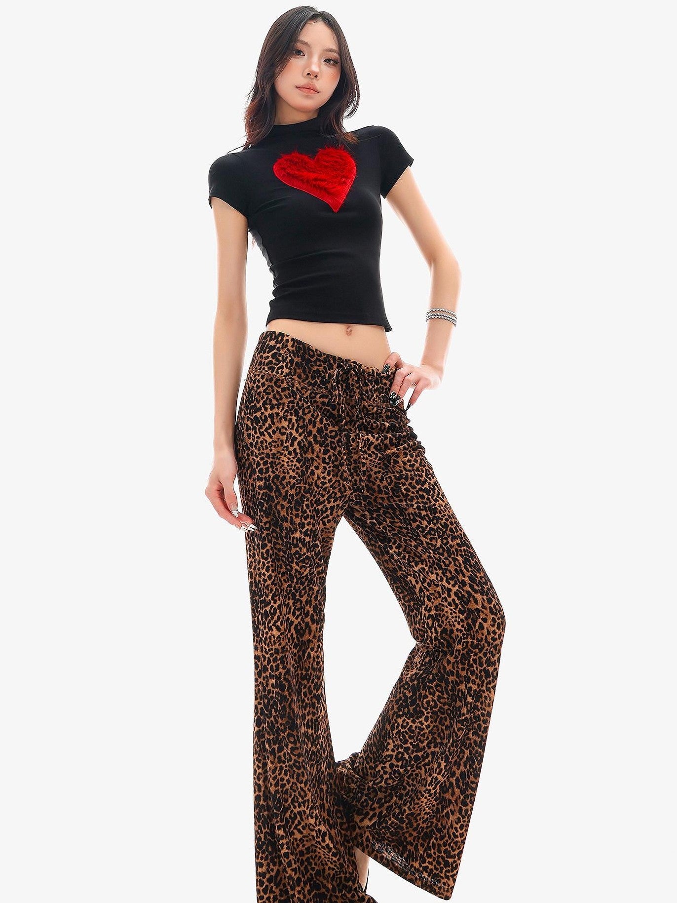 QIUQIU STUDIO Leopard Print Drawstring Slim Vintage Women&