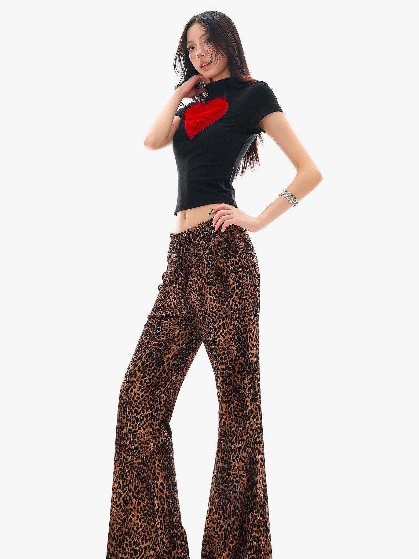 QIUQIU STUDIO Leopard Print Drawstring Slim Vintage Women&