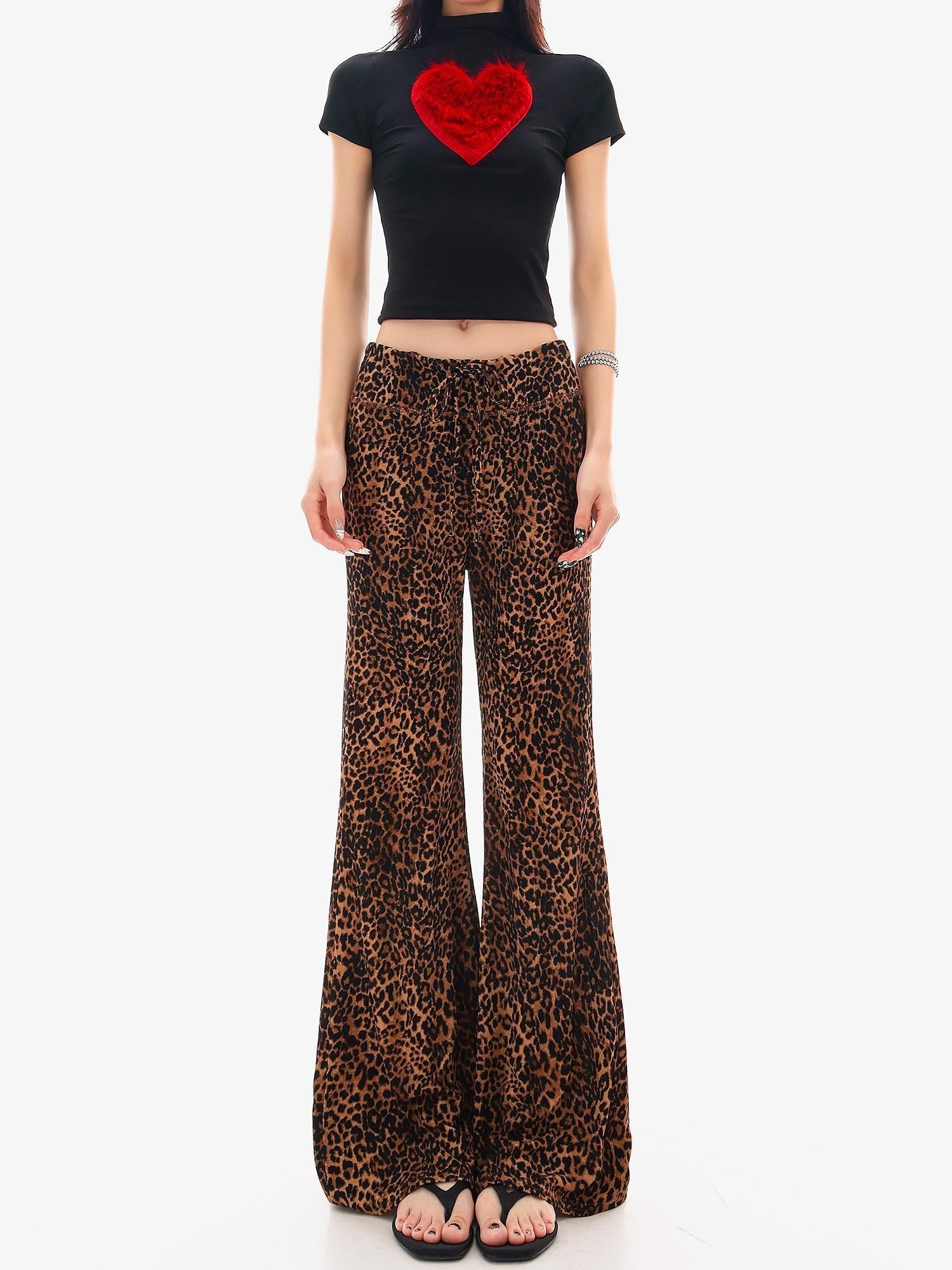 QIUQIU STUDIO Leopard Print Drawstring Slim Vintage Women&