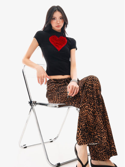 QIUQIU STUDIO Leopard Print Drawstring Slim Vintage Women&