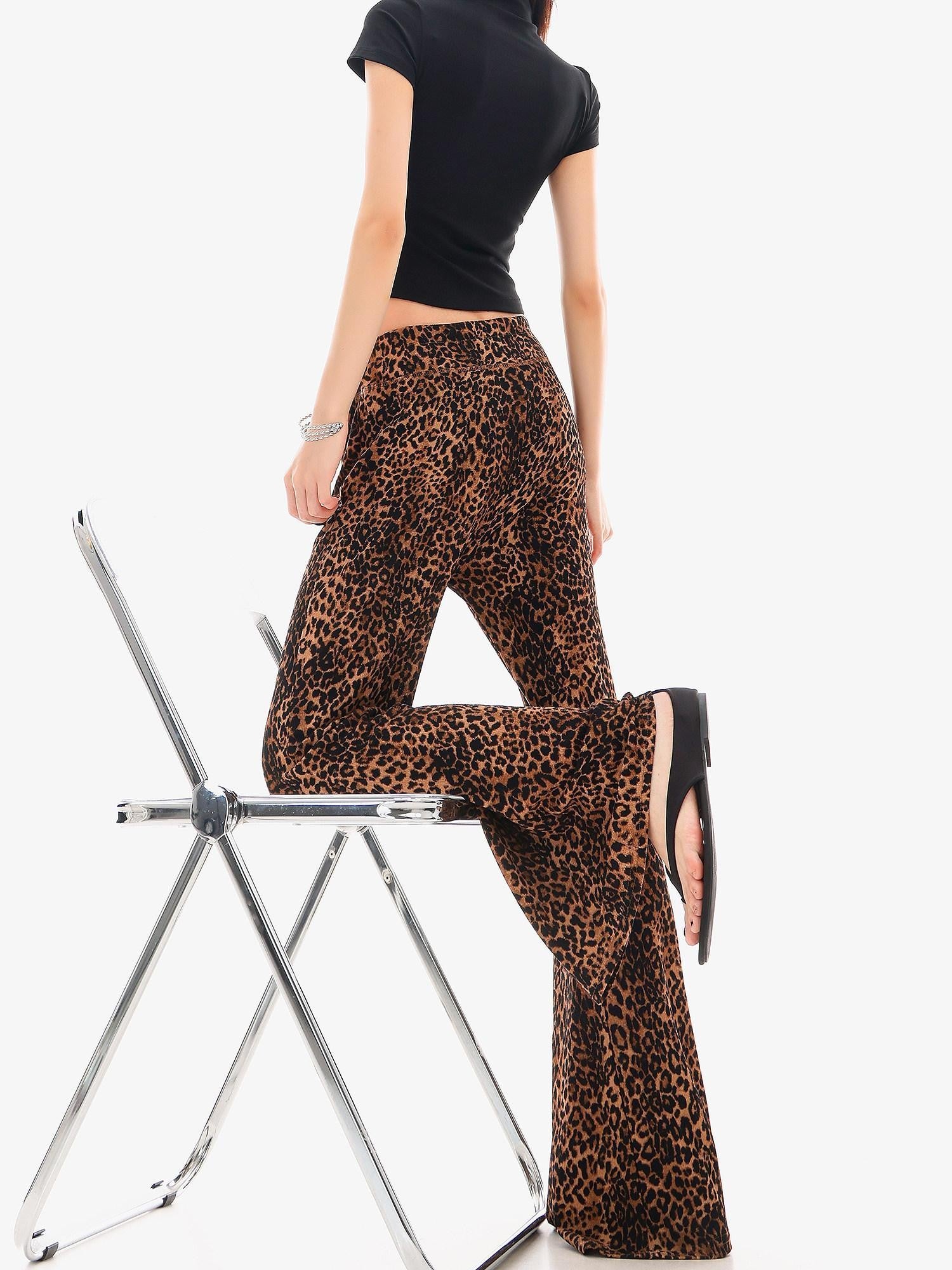 QIUQIU STUDIO Leopard Print Drawstring Slim Vintage Women&