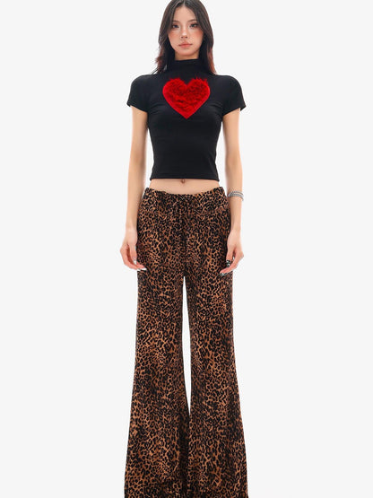 QIUQIU STUDIO Leopard Print Drawstring Slim Vintage Women&